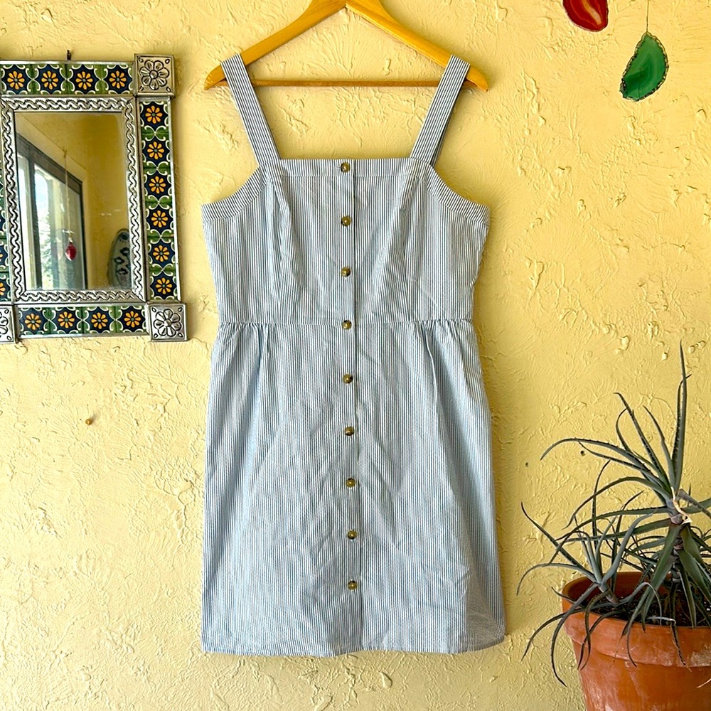 J. Crew Blue & White Seersucker Striped Dress 🏝️ size 12